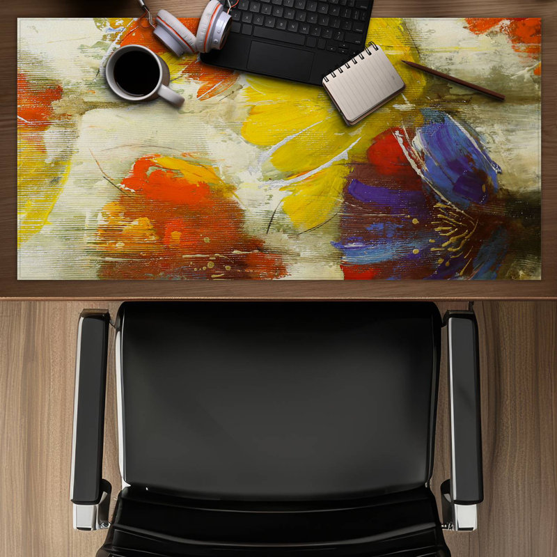 Modern yellow flowers - 15.75"x31.50" Desk mat