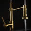 Robinet de cuisine Bewitching Gold avec douchette extractible, commande à levier unique, col pivotant à 360 degrés, fonction, lavabo encastré en laiton, réglage, bras pivotant, cartouche en céramique,