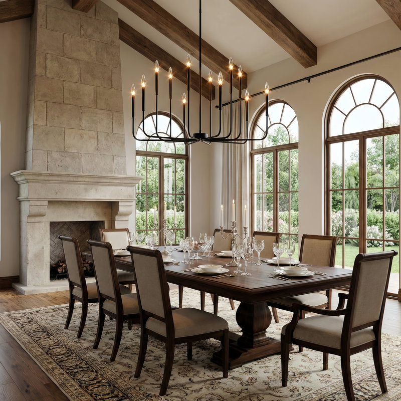 Jassel 12 - Light 40"W Black Dimmable Classic Candle - Style Tradtional/Classic Chandelier for Dining Room or Kitchen
