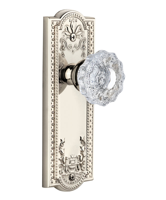 Poignée de porte en cristal Grandeur Parthenon, 2 3/4 po, Nickel poli