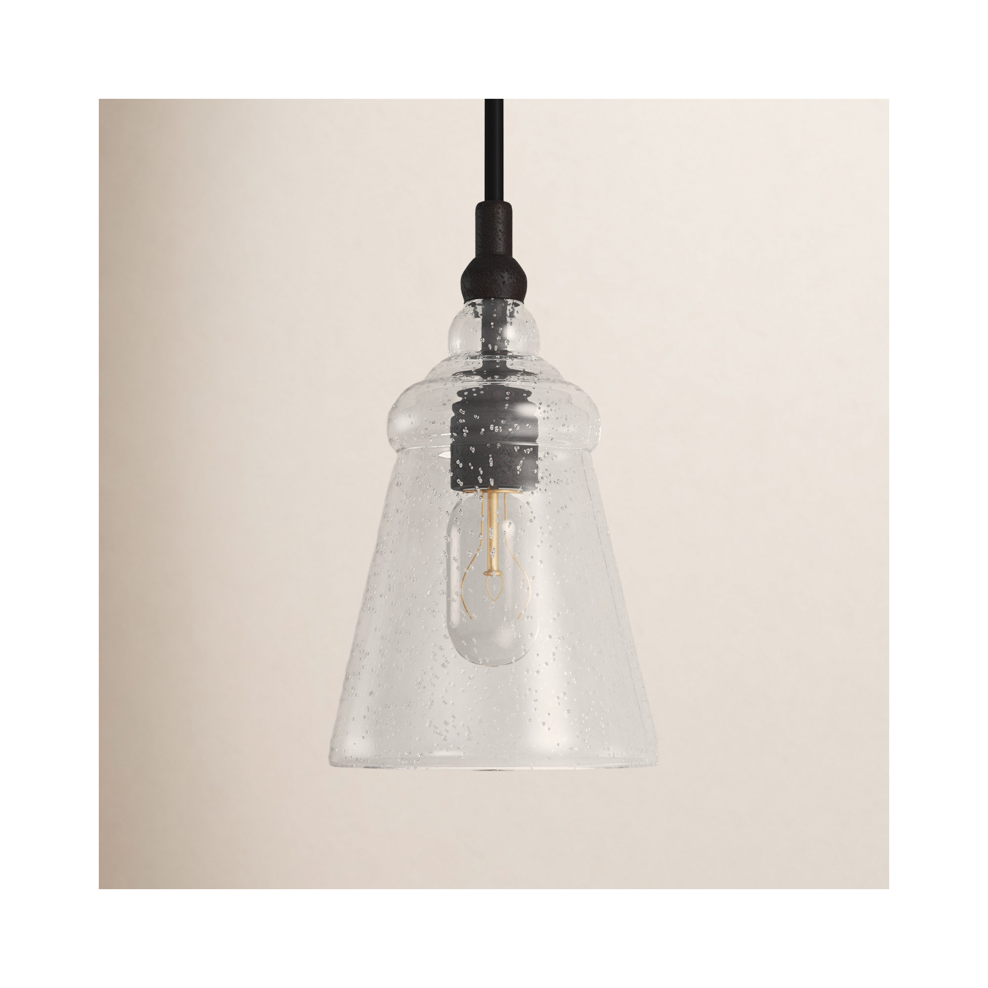 Levine Single Light Glass Steel Dimmable Pendant, Dark Weathered Iron