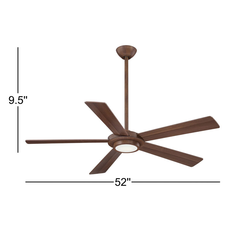 52" Sabot 5 - Blade LED Standard Ceiling Fan with Remote Control and Light Kit Included, Distressed Koa