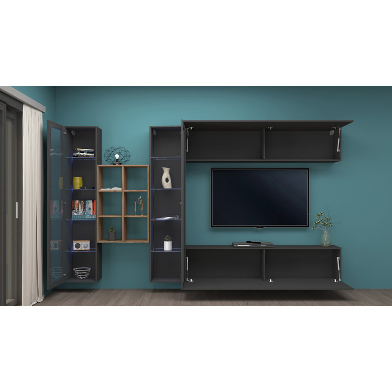 Maruska Unfinished Floating Entertainment Centre for TVs up to 70", Grey Anthracite