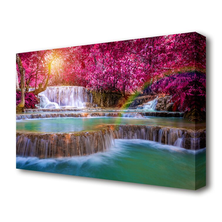 Pink Tree Beauty 3 Waterfall - Wrapped Canvas Art Prints