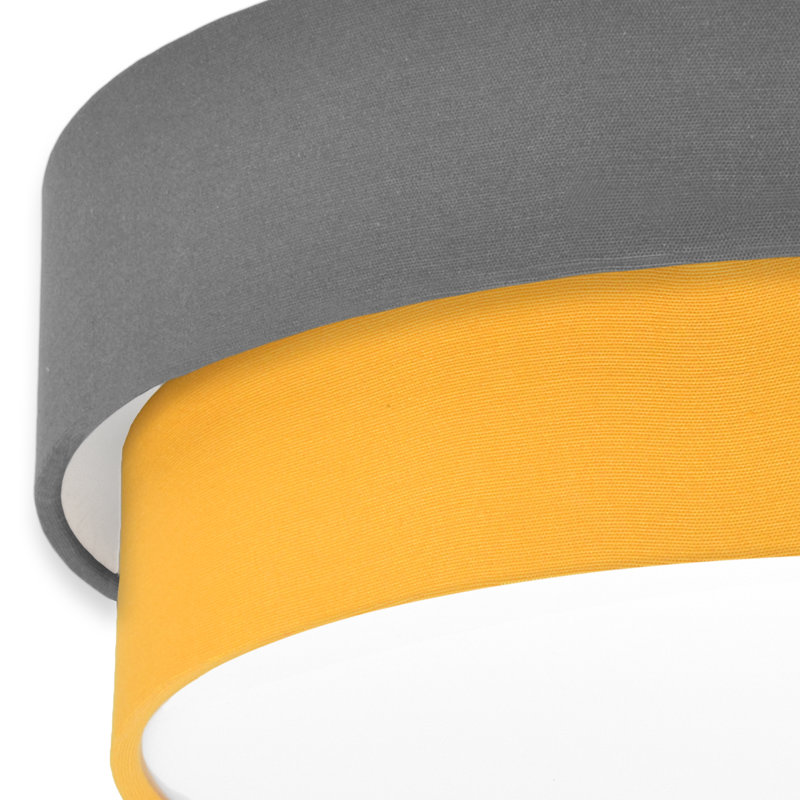 Avory Fabric Flush Mount, Grey / Yellow