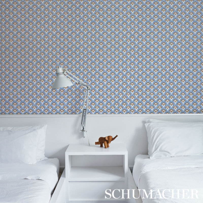 Abelino Wallpaper, Blue/Brown
