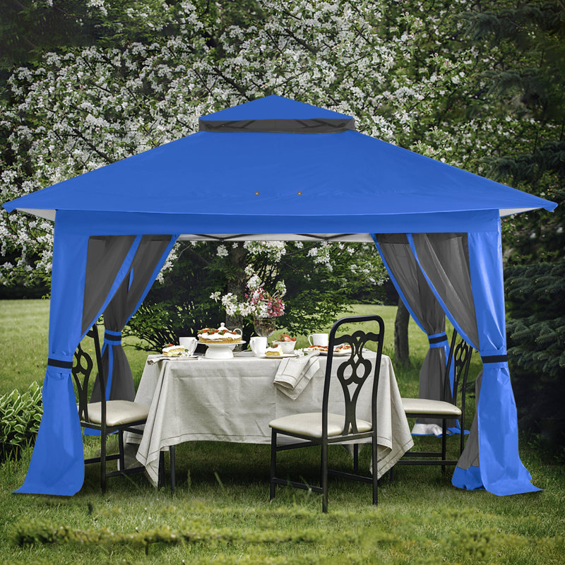 Steel Patio Gazebo, Khaki, 108" H x 146" W x 146" D