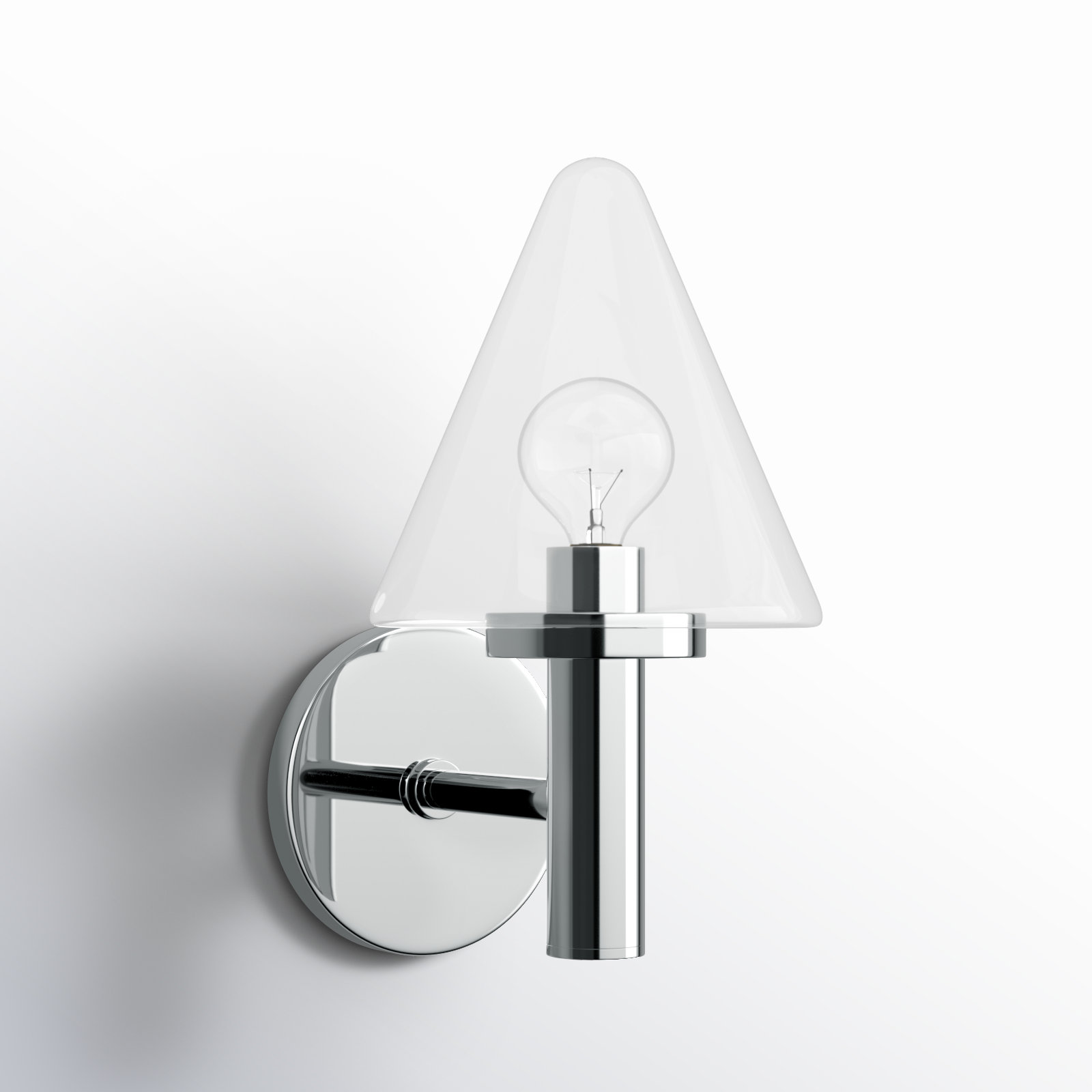 Single Transparent Bath Sconce, Polished Chrome