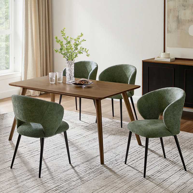 Angel 22''W Modern Ergonomic Dinning Chair With Metal Legs, 4, Green