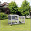 Cage à lapin en bois durable avec plateau anti-fuites, porte verrouillable et plateau ouvert pour l'intérieur, 57,75 po x 18 po x 32,5 po