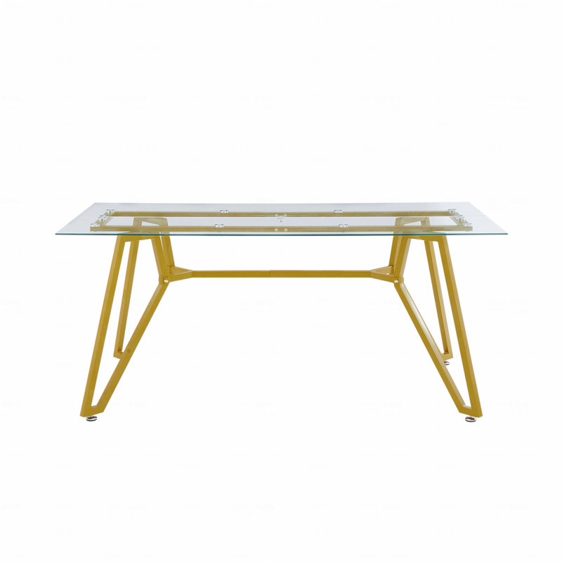 70.9" Rectangular Dining Table Glass Dining Table, Suitable For 1-8 People, Modern Style Home Kitchen Dining Table, Equipped With Sturdy Metal Table Legs