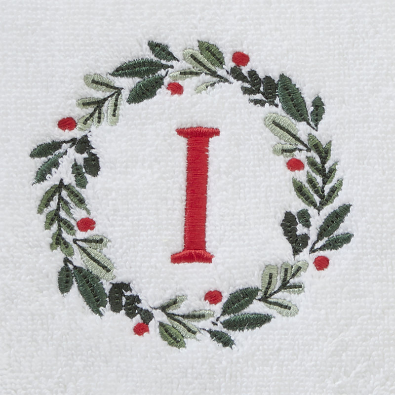 WREATH MONOGRAM I EMB HAND-WHT