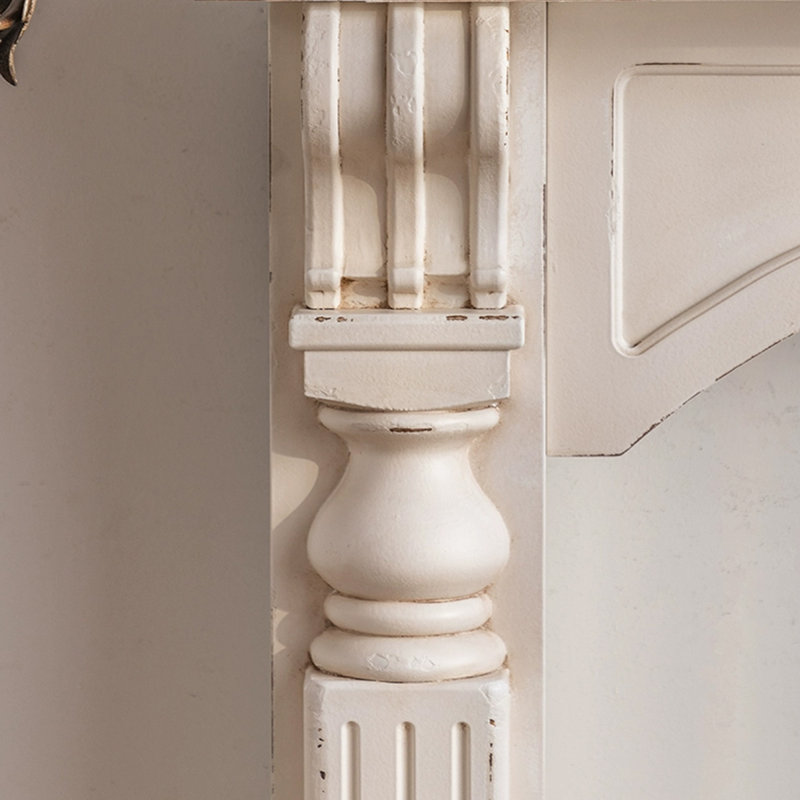 Foyer autoportant en bois massif beige et noyer