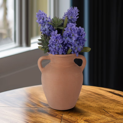 Keneen Handcrafted Terracotta Pottery Vase with Amphora Shape and Handles - Rustic Decorative Accent for Home Decor