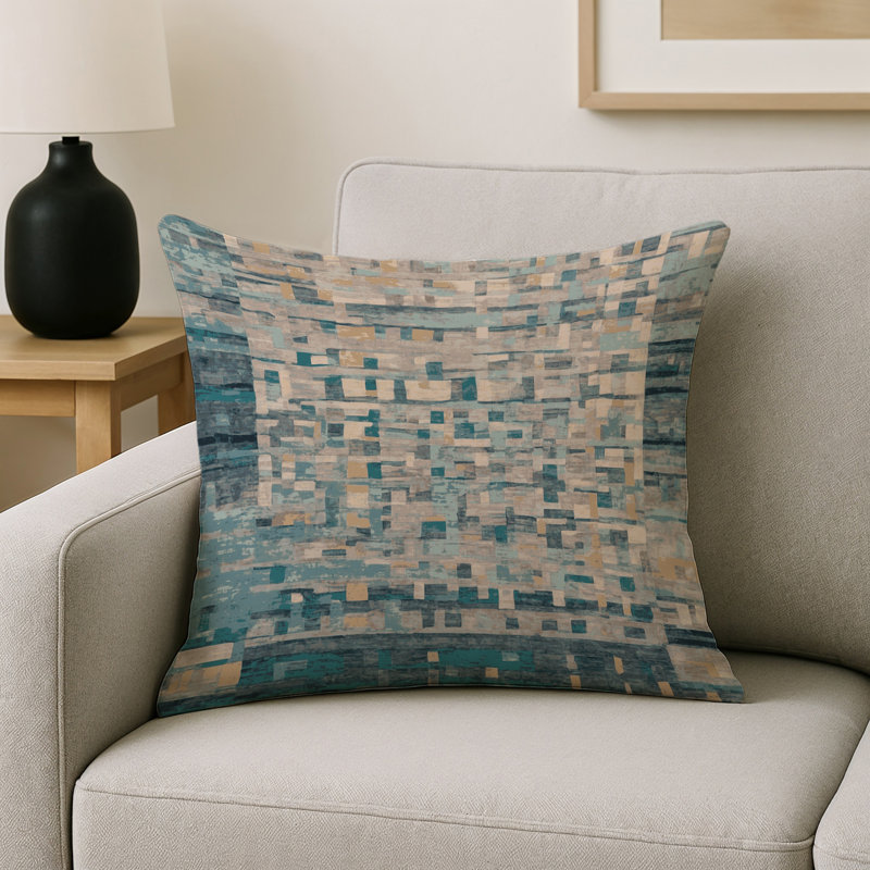 Coussin décoratif intérieur et extérieur Modern, Gris abstrait 18, Carré 16 po