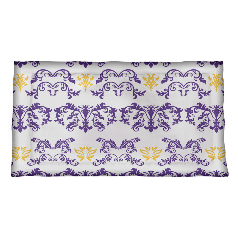 Football Baroque Pattern Pillow Sham, Standard, Polyester, White/Purple/Yellow