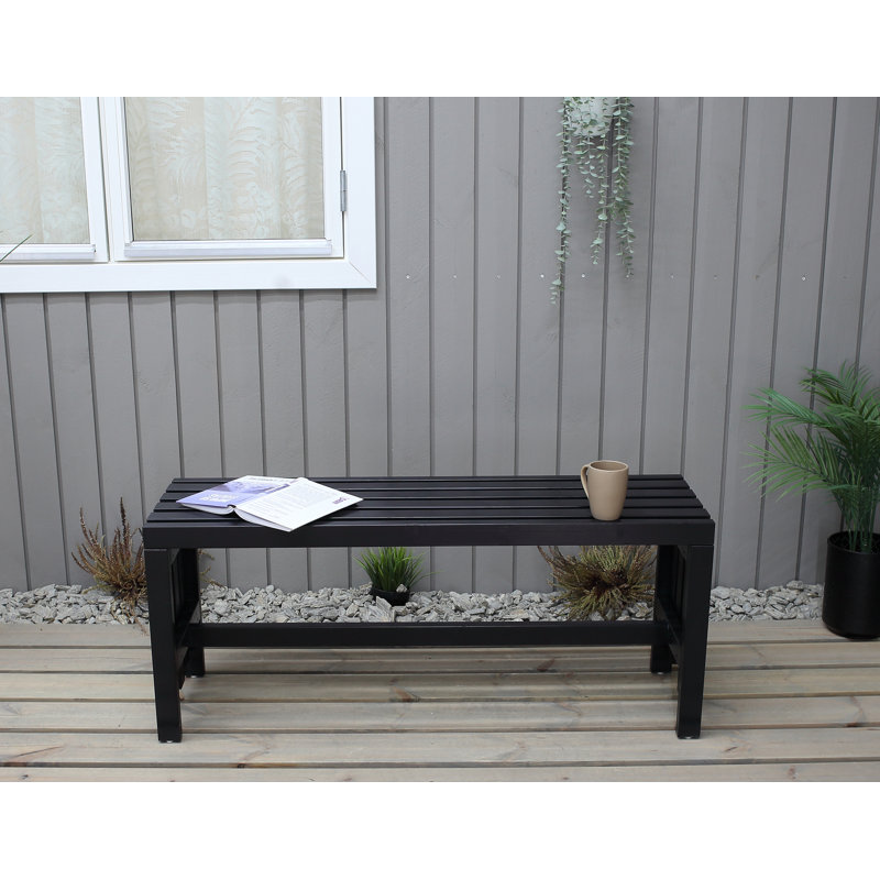 Madhav Solid Wood Pine Outdoor Bench, Black