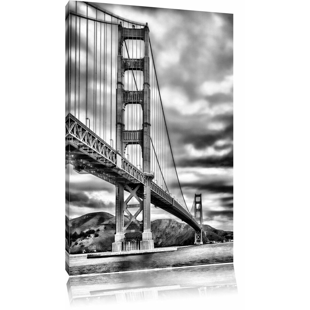 Leinwandbild Blick auf Brücke in San Francisco in Monochrom