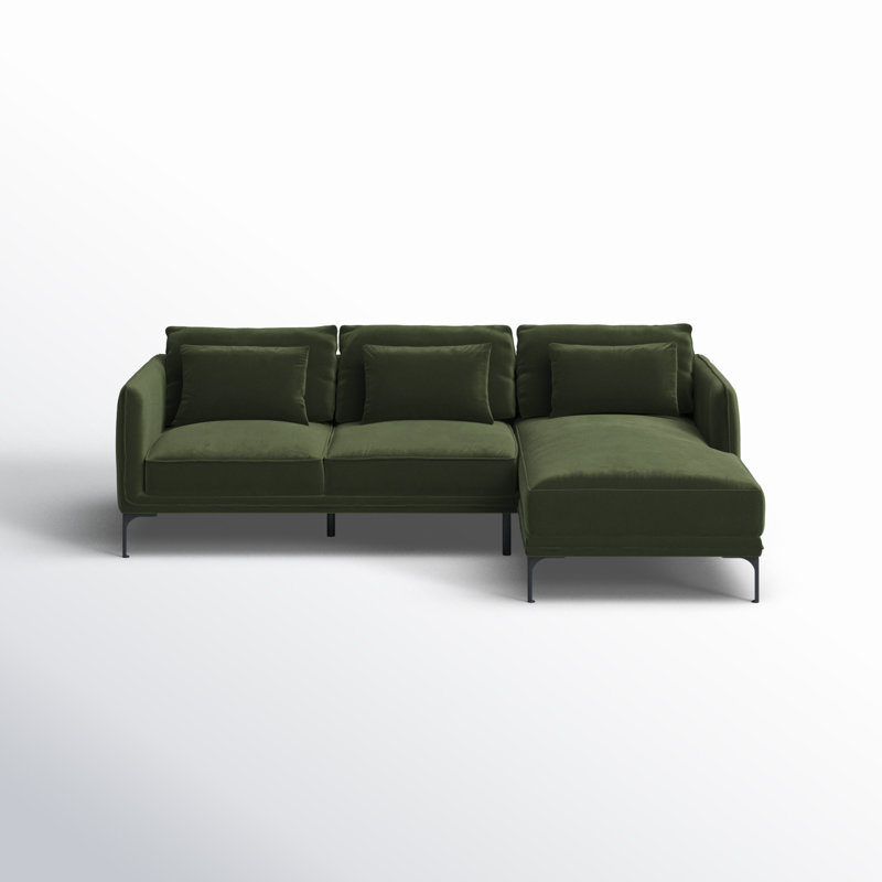 Rae 2-Piece Upholstered Sectional with Chaise, Military Green, Right Hand Facing