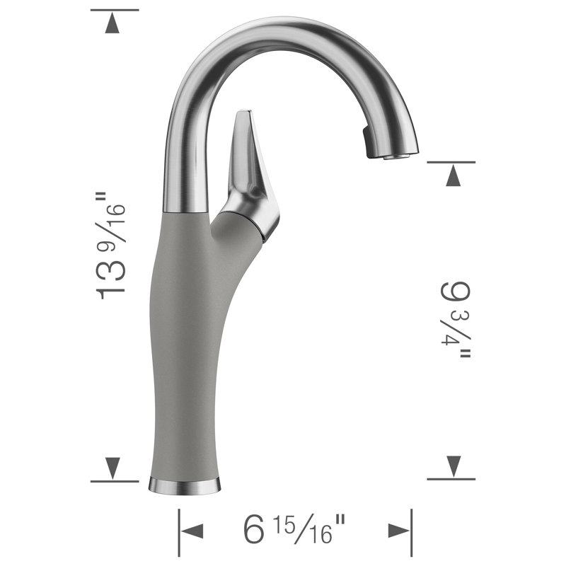 Robinet de bar à double jet Artona, Gris métallique, 1,5 gallons par minute