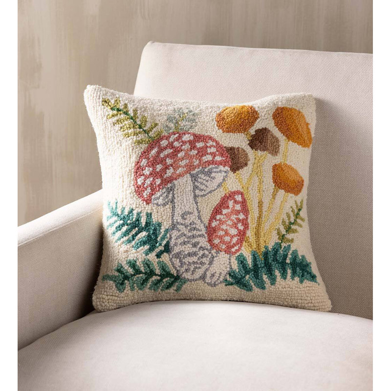 Floral Wool Blend Throw Pillow