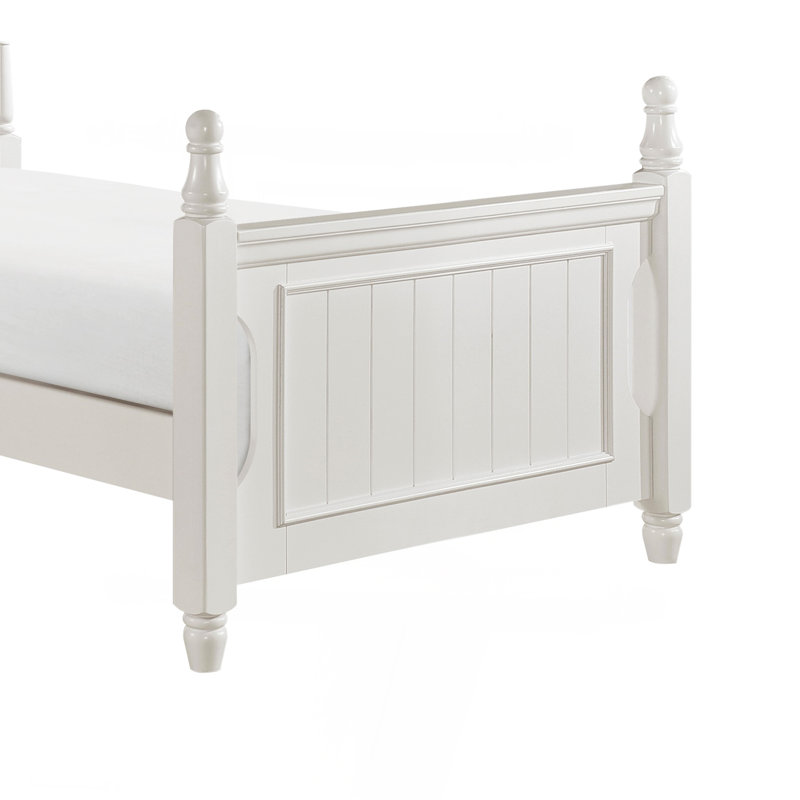 Lit à baldaquin classique en bois blanc classique 1pc, Lit simple