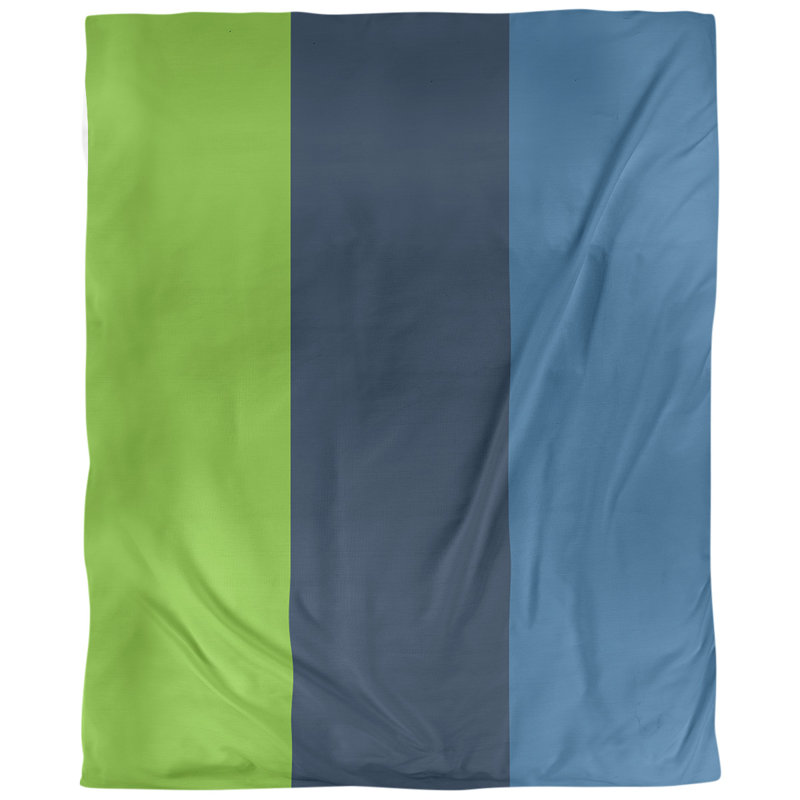 Housse de couette réversible basket Minnesota, Polyester brossé, Vert aurore / bleu minuit / bleu lac