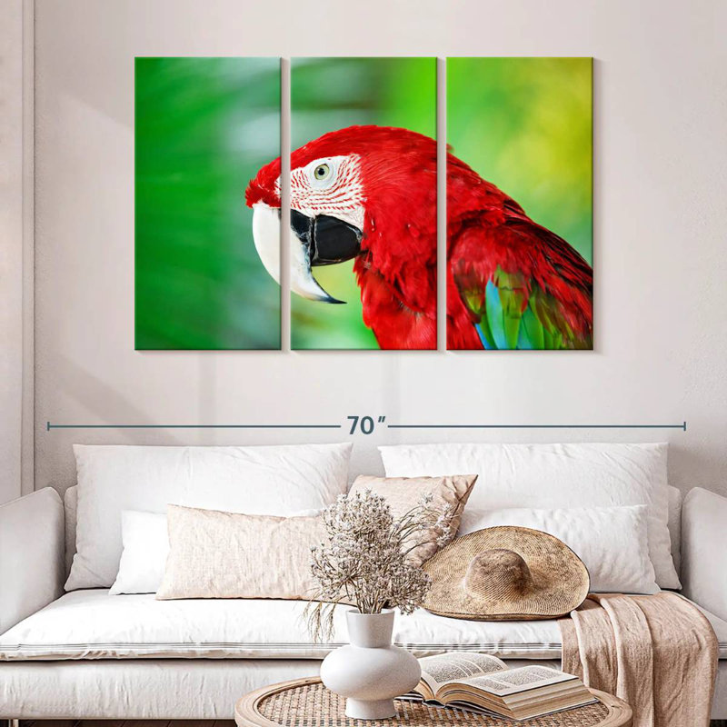 Brampt Jungle Scarlet Macaw, 32" H x 50" W