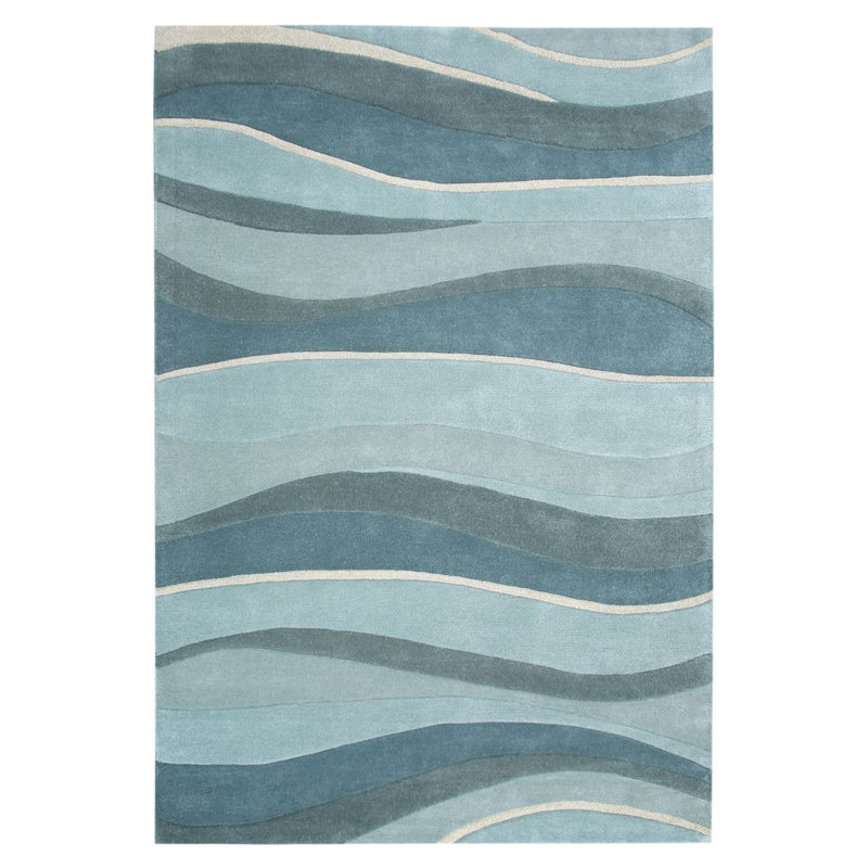 Tapis bleu sarcelle touffeté à la main 3 pi x 5 pi Ocean