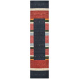 Hand Knotted Wool Area Rug in Black/Red/Green/Ivory