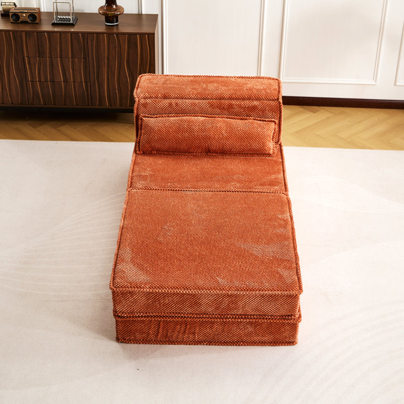 Canapé à une place avec 1 repose-pieds, Orange