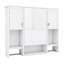 Armoire de rangement murale pour salle de bain avec miroir Armoire à pharmacie moderne avec tablettes ouvertes et cachées et porte-serviettes double-358179399