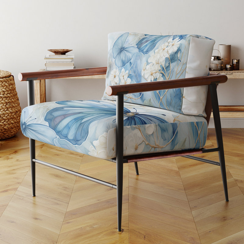 Fauteuil d'appoint Blue Butterfly Whispering Wings II - fauteuil rembourré Boho, Noir