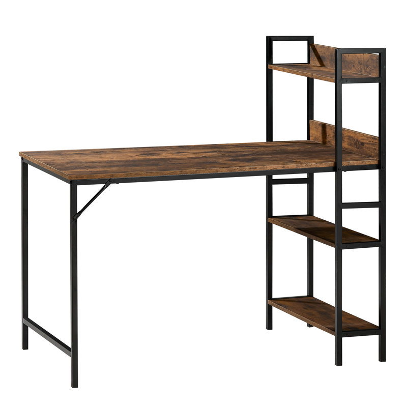 Yaraghi Metal Base Computer Desk, Dark Wood