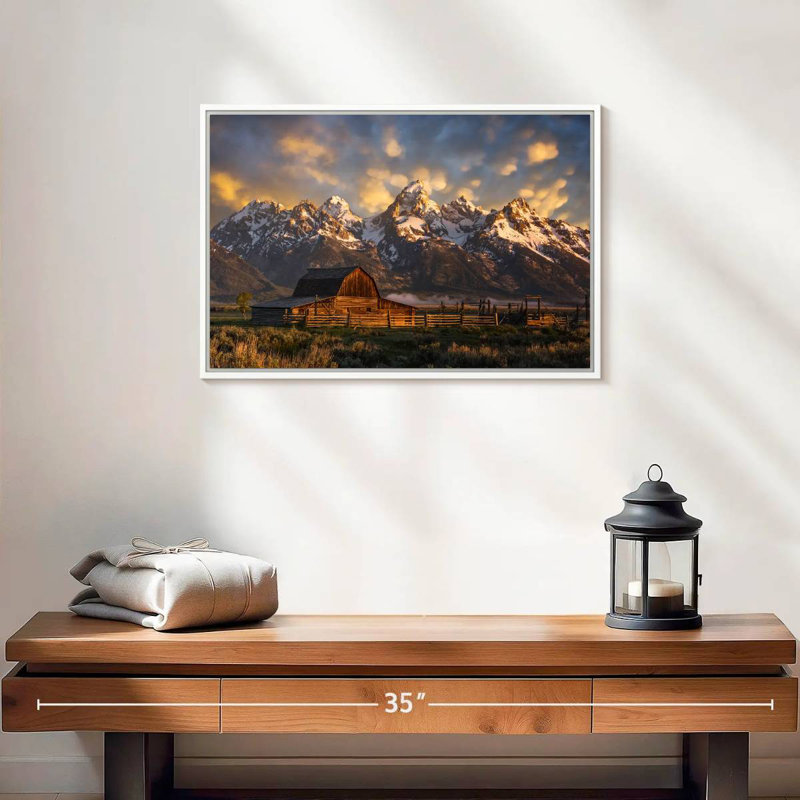 Mormon Row Barn, 19 po x 13 po, Cadre flottant blanc