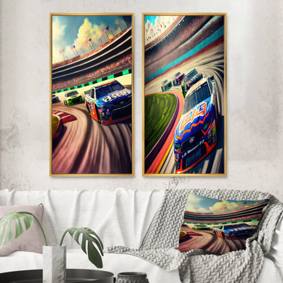 «Daytona Stock Car Racing, dernier tour», 2 pièces sur toile