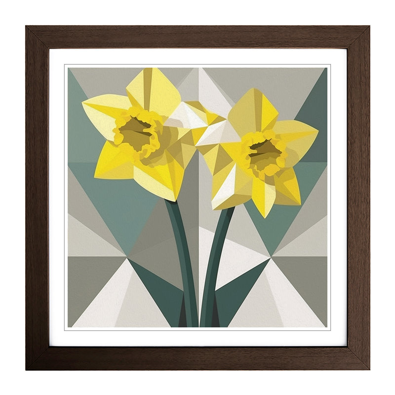 Daffodil Geometric No.2 - Framed Print, Walnut