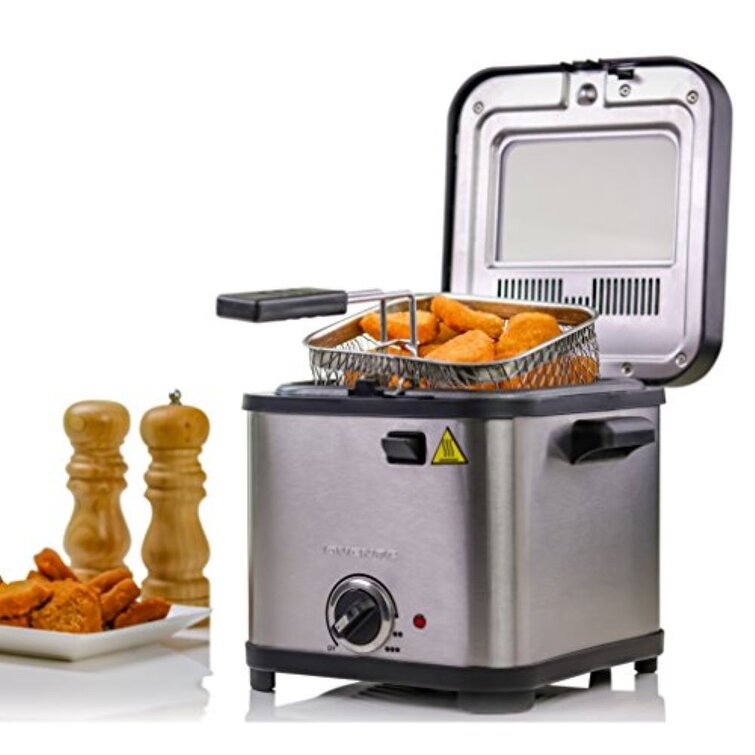 OVENTE 1.58 Qt Silver Small Electric Deep Fryer with Removable