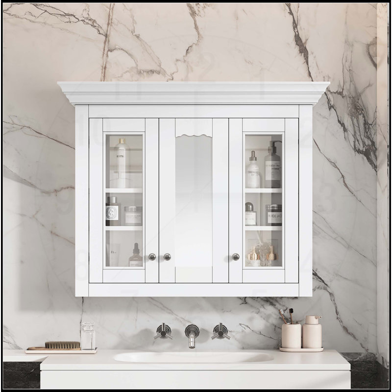 Armoire murale polyvalente avec miroir et plusieurs tablettes pour un rangement efficace