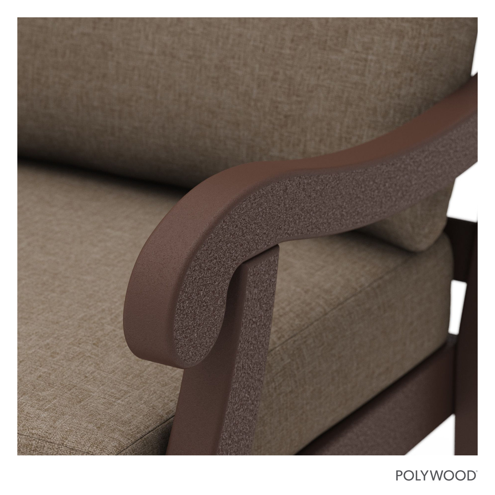 POLYWOOD® Verlyn 72" Patio Sofa, Spiced Burlap Cushion/Mahogany Frame