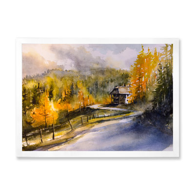 " Autumn Landscape With Yellow Orange, Green Trees " Painting Print
