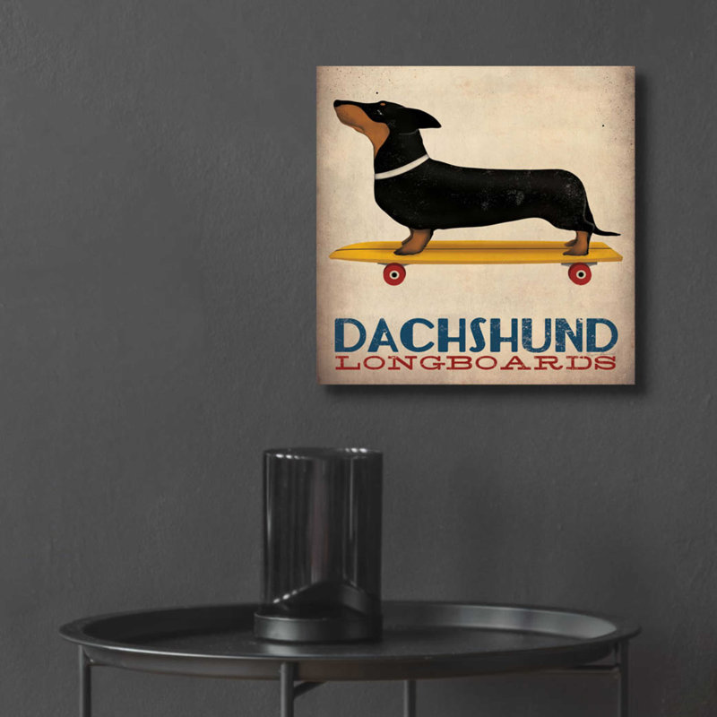 " Dachshund Longboards " by Ryan Fowler, 12" H x 12" W x 0.13" D