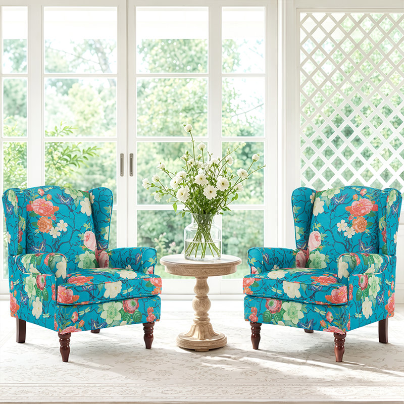 Upholstered Accent Chair, Green Floral