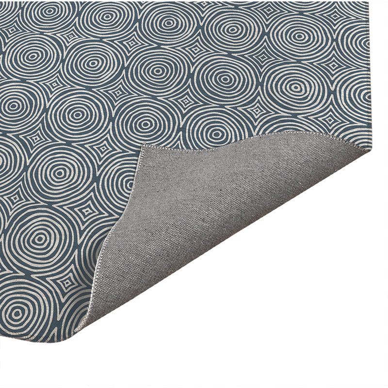 Tapis de cuisine anti-dérapant Rolling Circles, Bleu, Rectangulaire 3 pi x 5 pi