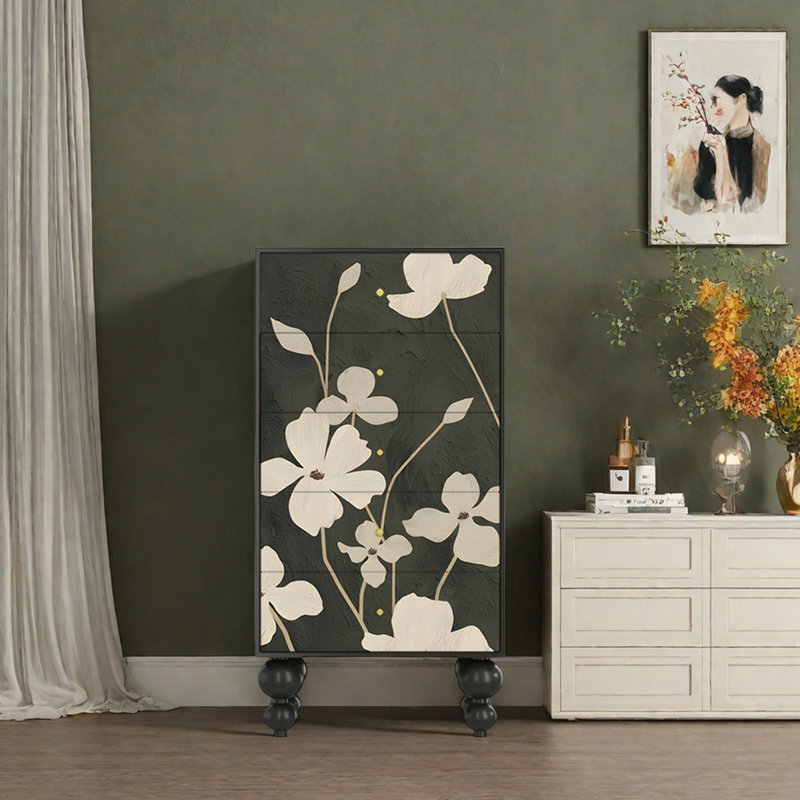 Buffet avec commode 19,7 po, Noir/gris