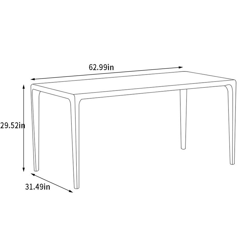 Ash Solid Wood Dining Table, 31.49" W x 62.99" L