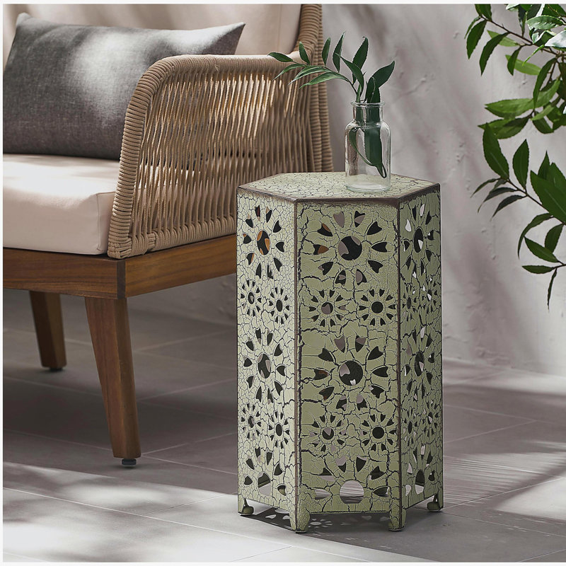 ELIANA 12 "SIDE TABLE, 18.45" H x 11.95" W x  10.45" D, Green