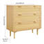 Commode 3 tiroirs en rotin, commode moderne, commode en rotin naturel avec poignées en métal et pieds en bois, rangement pour vêtements