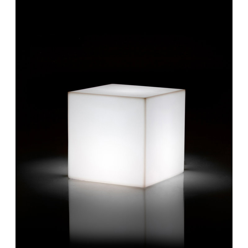 Jut Matte Ice White Battery Powered LED Outdoor Table Lamp, Plug-In