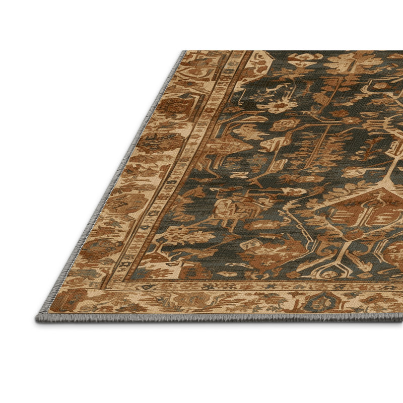 Machine Washable Turkish Brown Area Rug, Round 5'
